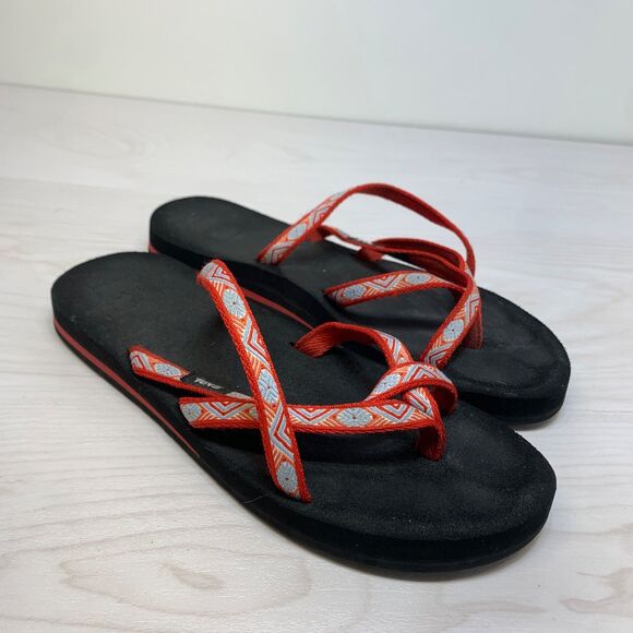 Teva Mush Women's 9 Red Strappy Flip Flop Sandals 6840 - Picture 1 of 10